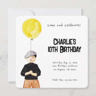 INVITATION D'ANNIVERSAIRE MINIMALISTE EN COULEUR D