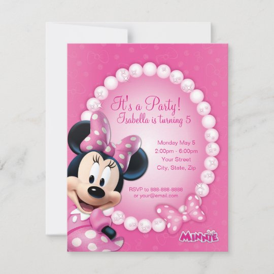 Invitation D Anniversaire Minnie Pink Et White Zazzle Ca