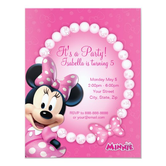 Invitation D Anniversaire Minnie Pink Et White Zazzle Ca Invitation D Anniversaire Minnie Pink Et White Zazzle Ca