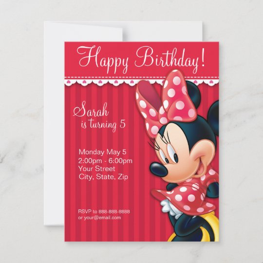 Invitation D Anniversaire Minnie Red Et White Zazzle Ca