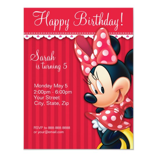 Invitation D Anniversaire Minnie Red Et White Zazzle Ca