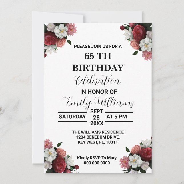 Invitation d'anniversaire, modèle ÉDITABLE, Femme  (Devant)
