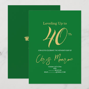 Invitation d'anniversaire moderne Faux Gold & Gree