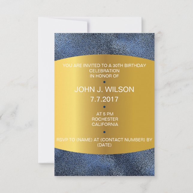 Invitation d'anniversaire moderne Golden Metalic B (Devant)