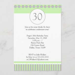 Invitation d'anniversaire moderne Green & Silver 5