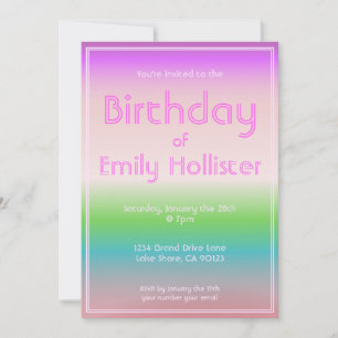 Invitation d'anniversaire moderne   Ombre coloré