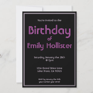 Invitation d'anniversaire moderne   Rose et blanc 
