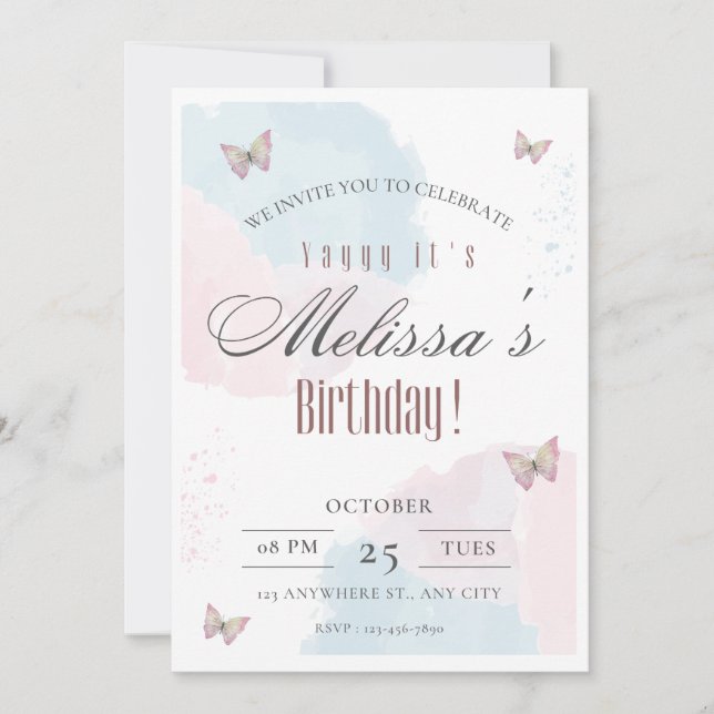 Invitation d'anniversaire modifiable, carte d'anni (Devant)