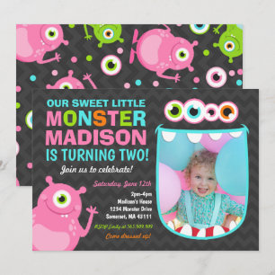 Invitation d'anniversaire Monster Pink Monster Par