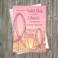 Invitation d'anniversaire Montagnes Russes Rose po