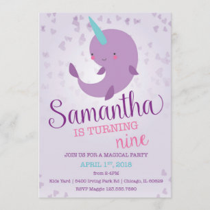 Invitation d'anniversaire Narwhal