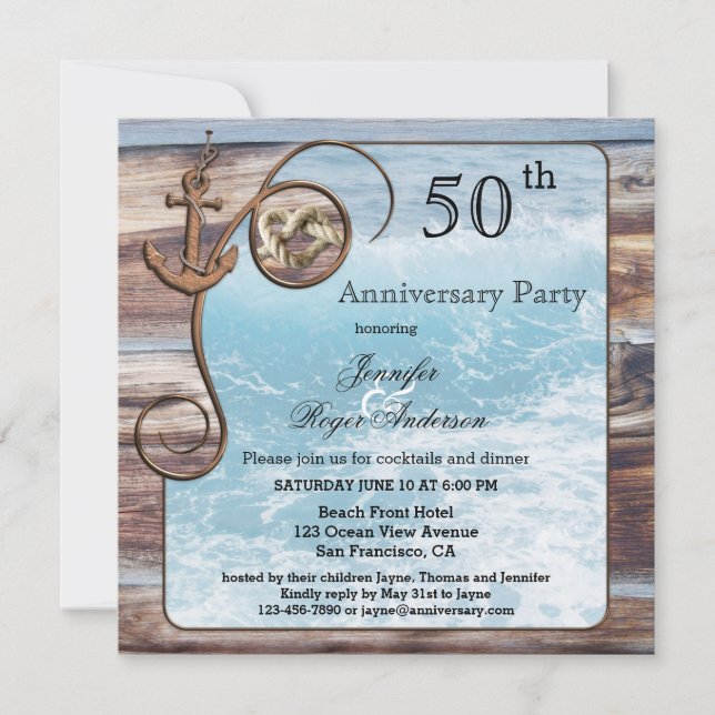 Invitation d'anniversaire nautique rustique (Devant)