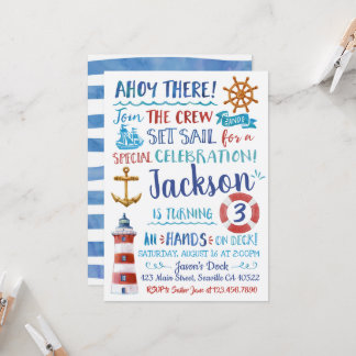 Invitation d'anniversaire nautique Watercolor
