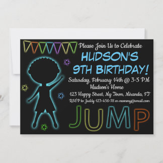 Invitation d'anniversaire Neon Jump