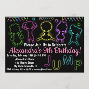 Invitation d'anniversaire Neon Jump