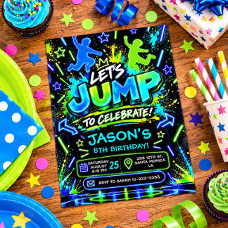 Invitation d'anniversaire Neon Jump