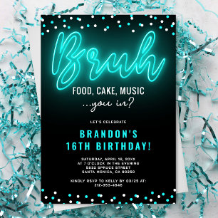 Invitation d'anniversaire néon pour adolescent « B