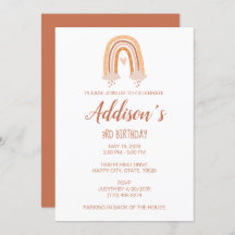 Invitation d'anniversaire Neutral Boho Rainbow