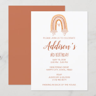 Invitation d'anniversaire Neutral Boho Rainbow