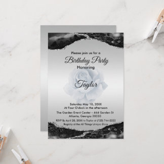 Invitation d'anniversaire noir et argent
