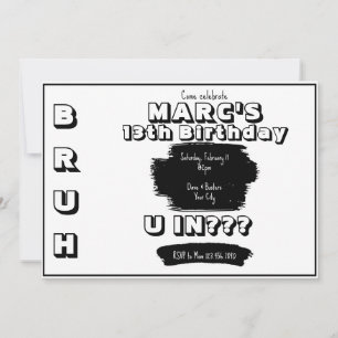 Invitation d'anniversaire noir et blanc