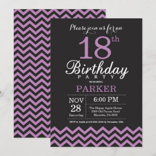 Invitation d'anniversaire Noir et pourpre