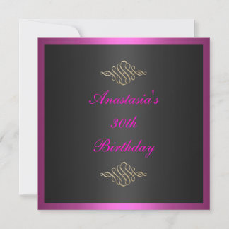Invitation d'anniversaire noir rose et doré