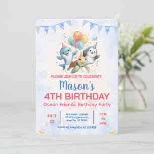 Invitation d'anniversaire Ocean Friends