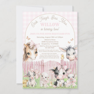 Invitation d'anniversaire Oink Baa Moo