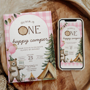 Invitation d'anniversaire One Happy Camper Camping