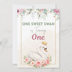 Invitation d'anniversaire One Sweet Swan