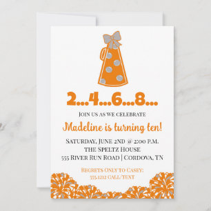 Invitation d'anniversaire Orange et Blanc