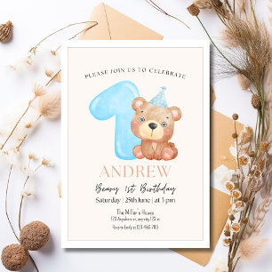 Invitation d'anniversaire Ourson, Ourson minimalis