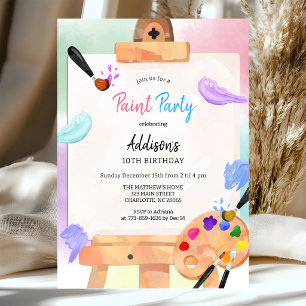 Invitation d'anniversaire Paint Party Art