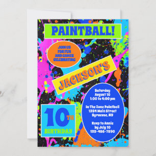 Invitation d'anniversaire Paintball