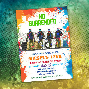 Invitation d'anniversaire Paintball