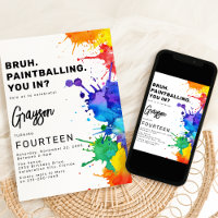 Invitation d'anniversaire Paintballing