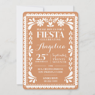 Invitation d'anniversaire Papel Picado Terracotta 