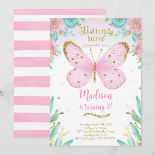 Invitation d'anniversaire papillon aquarelle