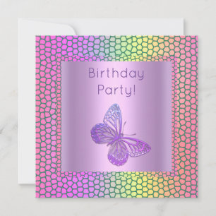 INVITATION D'ANNIVERSAIRE PAPILLON COULEUR VIVE
