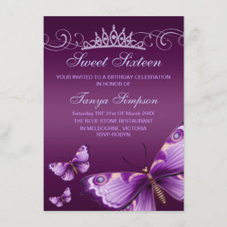 Invitation d'anniversaire Papillon & Diadème Sweet