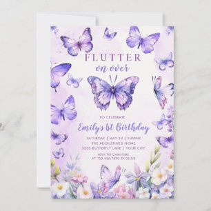 Invitation d'anniversaire papillon floral