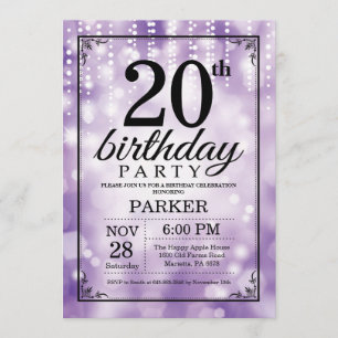Invitation d'anniversaire Parties scintillant viol