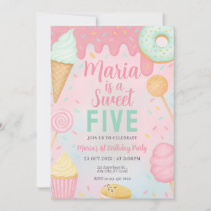 Invitation d'anniversaire Pastel Sweets Candy