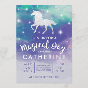 Invitation d'anniversaire Pastel Unicorn