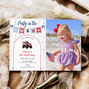 Invitation d'anniversaire patriotique rouge blanc 