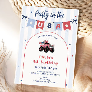 Invitation d'anniversaire patriotique Rouge Blanc