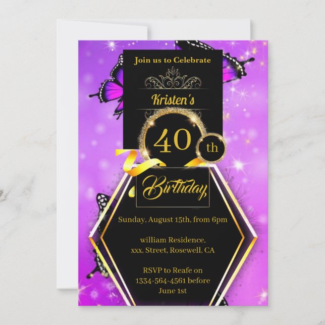 Invitation d'anniversaire personnalisable (Devant)