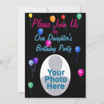 Invitation d'anniversaire personnalisé des ballons