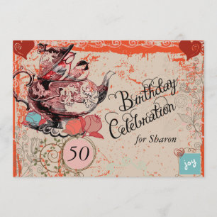 Invitation d'anniversaire personnalisé Vintage Tea
